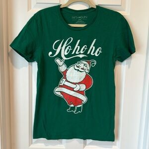 Fifth Sun - Santa Claus‎ Holiday Christmas T Shirt - Green - Small - Ho Ho Ho